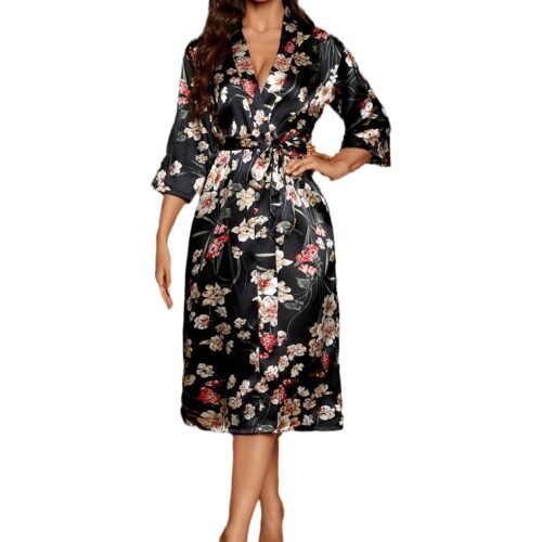 Sexy Women's Crew Neck Backless Pajama Dress - Spaghetti Straps, 4-Season Wear